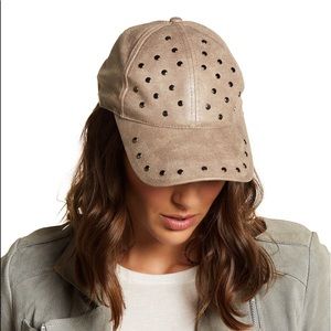 AUGUST HAT ULTRA SUEDE STUDDED CAP HAT ADJUSTABLE STRAP NWOT